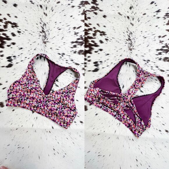 VICTORIA'S SECRET PINK Ultimate Sports Bra Pink Geometric Shape Sz Small - Picture 1 of 5